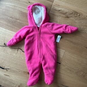 NWT Old Navy Baby Girl Winter Bunting Outfit Fleece Warm Pink, 0-3 Month